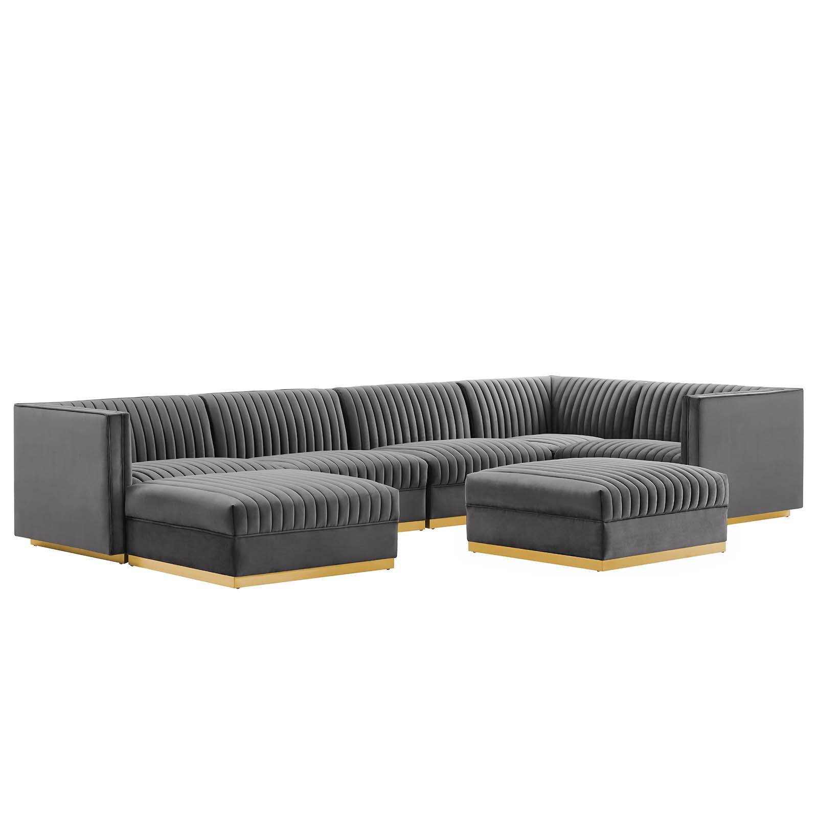 Sanguine Channel Tufted Performance Velvet 7-Piece Right-Facing Modular Sectional Sofa By Modway - EEI-5839 | Sectional | Modishstore - 24