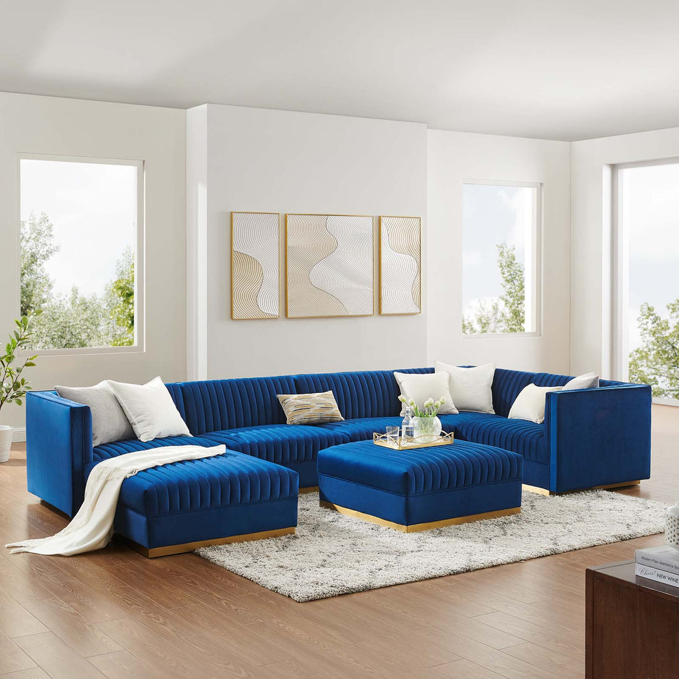 Sanguine Channel Tufted Performance Velvet 7-Piece Right-Facing Modular Sectional Sofa By Modway - EEI-5839 | Sectional | Modishstore - 39