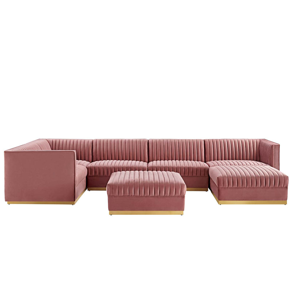 Sanguine Channel Tufted Performance Velvet 7-Piece Left-Facing Modular Sectional Sofa By Modway - EEI-5840 | Sectional | Modishstore - 2