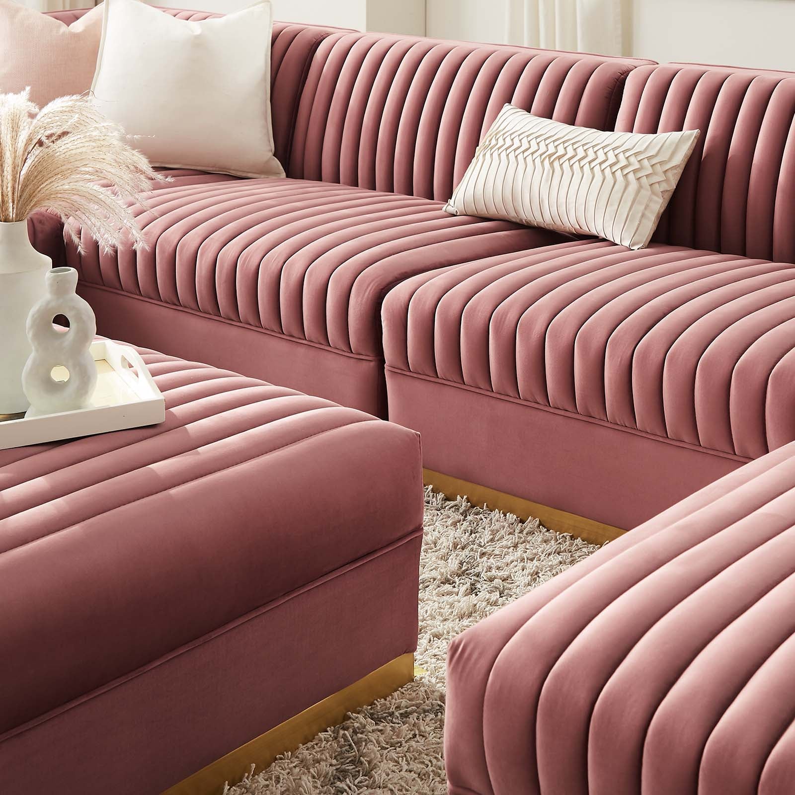 Sanguine Channel Tufted Performance Velvet 7-Piece Left-Facing Modular Sectional Sofa By Modway - EEI-5840 | Sectional | Modishstore - 7