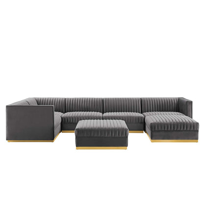 Sanguine Channel Tufted Performance Velvet 7-Piece Left-Facing Modular Sectional Sofa By Modway - EEI-5840 | Sectional | Modishstore - 15