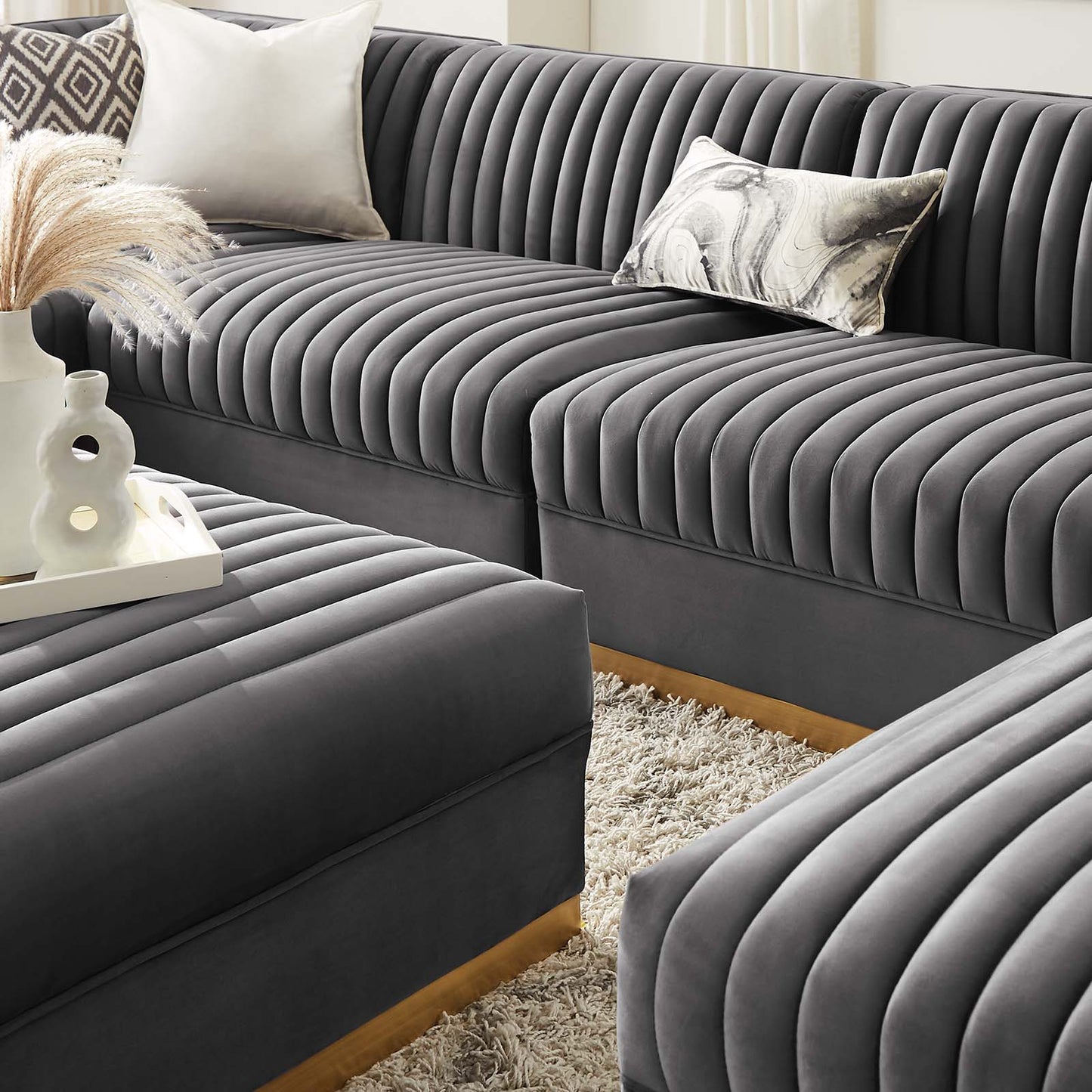 Sanguine Channel Tufted Performance Velvet 7-Piece Left-Facing Modular Sectional Sofa By Modway - EEI-5840 | Sectional | Modishstore - 21