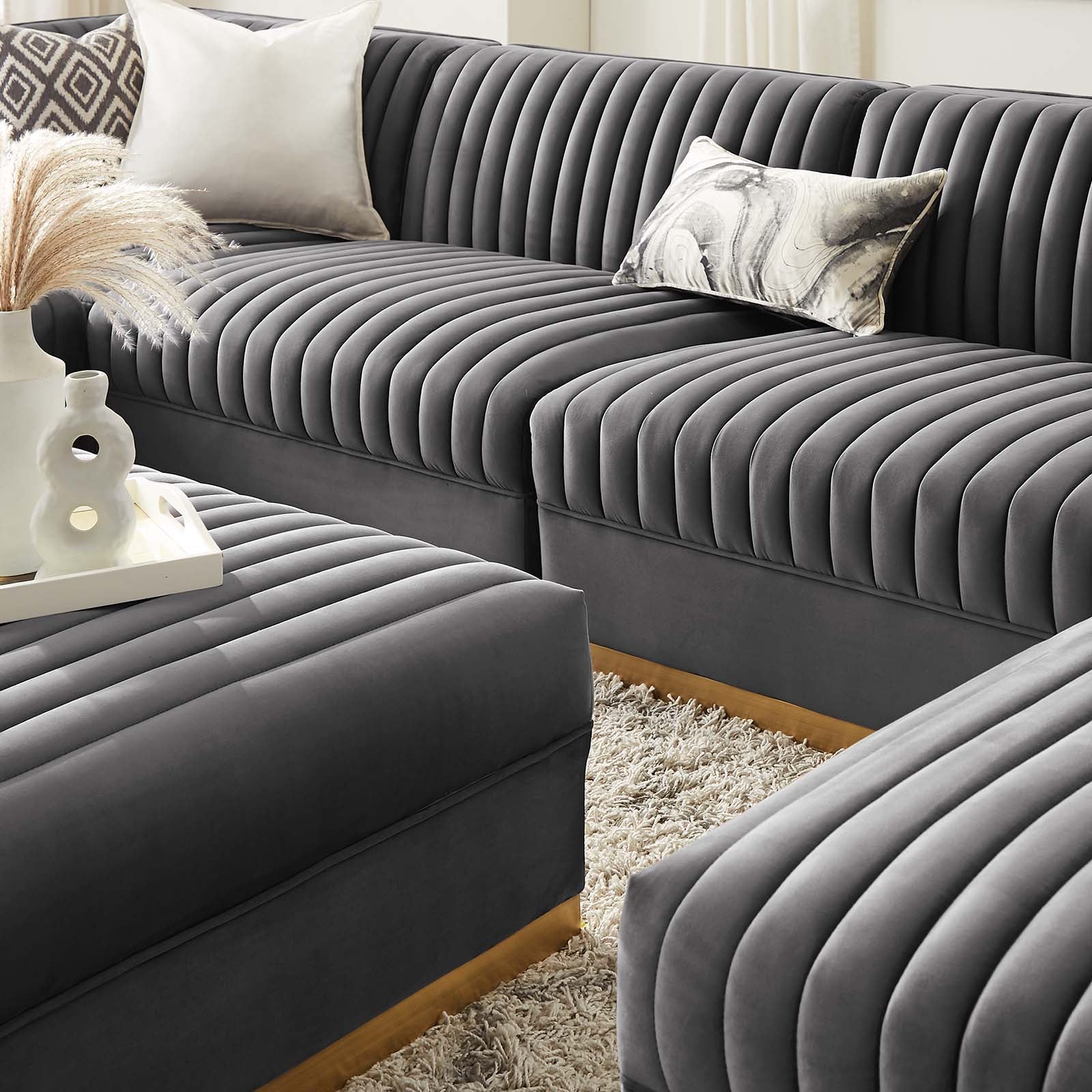 Sanguine Channel Tufted Performance Velvet 7-Piece Left-Facing Modular Sectional Sofa By Modway - EEI-5840 | Sectional | Modishstore - 21