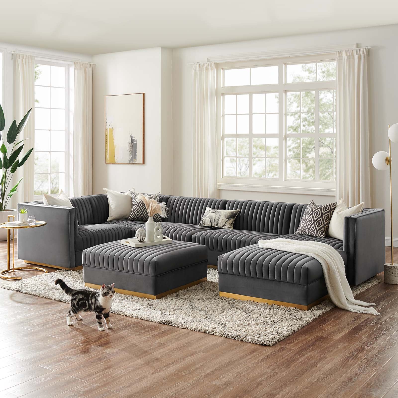 Sanguine Channel Tufted Performance Velvet 7-Piece Left-Facing Modular Sectional Sofa By Modway - EEI-5840 | Sectional | Modishstore - 22