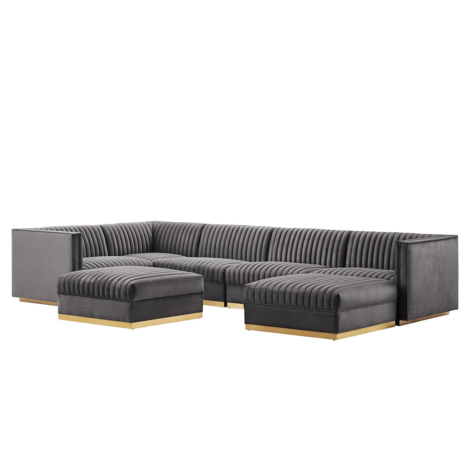 Sanguine Channel Tufted Performance Velvet 7-Piece Left-Facing Modular Sectional Sofa By Modway - EEI-5840 | Sectional | Modishstore - 23