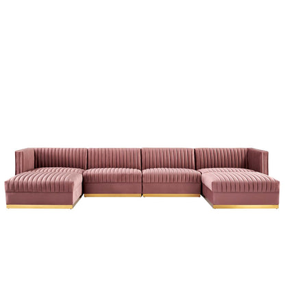 Sanguine Channel Tufted Performance Velvet 6-Piece Modular Sectional Sofa By Modway - EEI-5841 | Sectional | Modishstore - 2