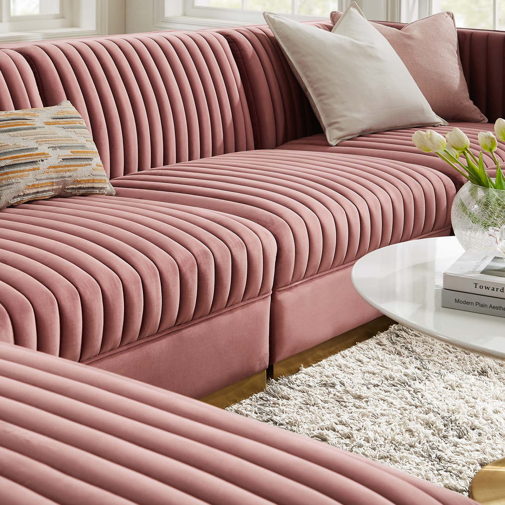 Sanguine Channel Tufted Performance Velvet 6-Piece Modular Sectional Sofa By Modway - EEI-5841 | Sectional | Modishstore - 6