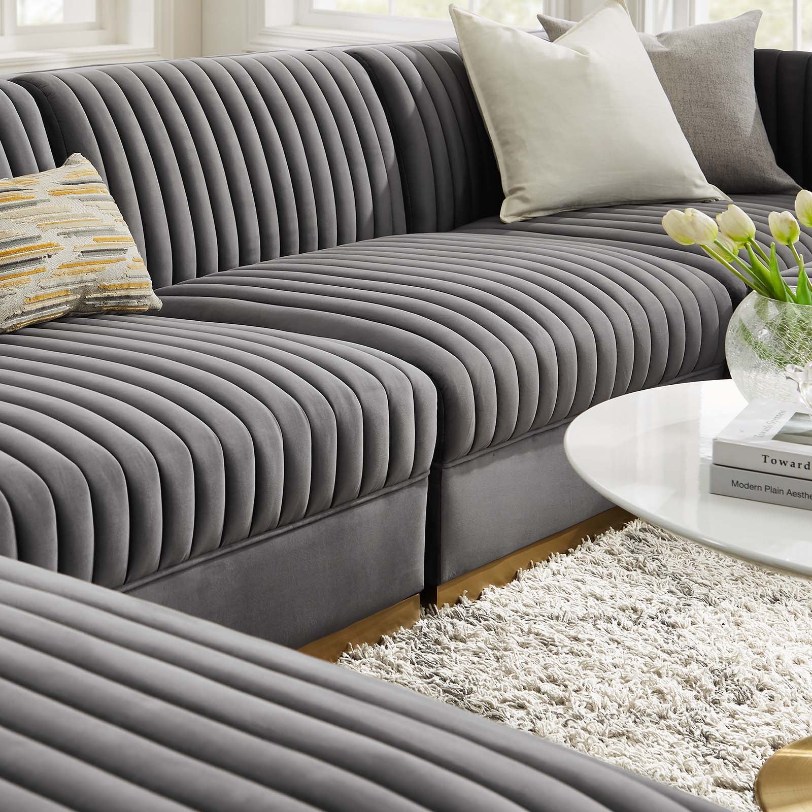 Sanguine Channel Tufted Performance Velvet 6-Piece Modular Sectional Sofa By Modway - EEI-5841 | Sectional | Modishstore - 18