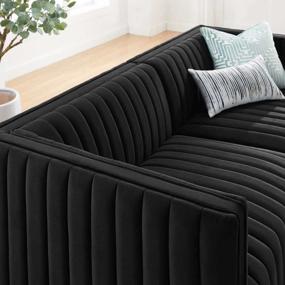Conjure Channel Tufted Performance Velvet Loveseat By Modway - EEI-5842 | Loveseats | Modishstore - 3