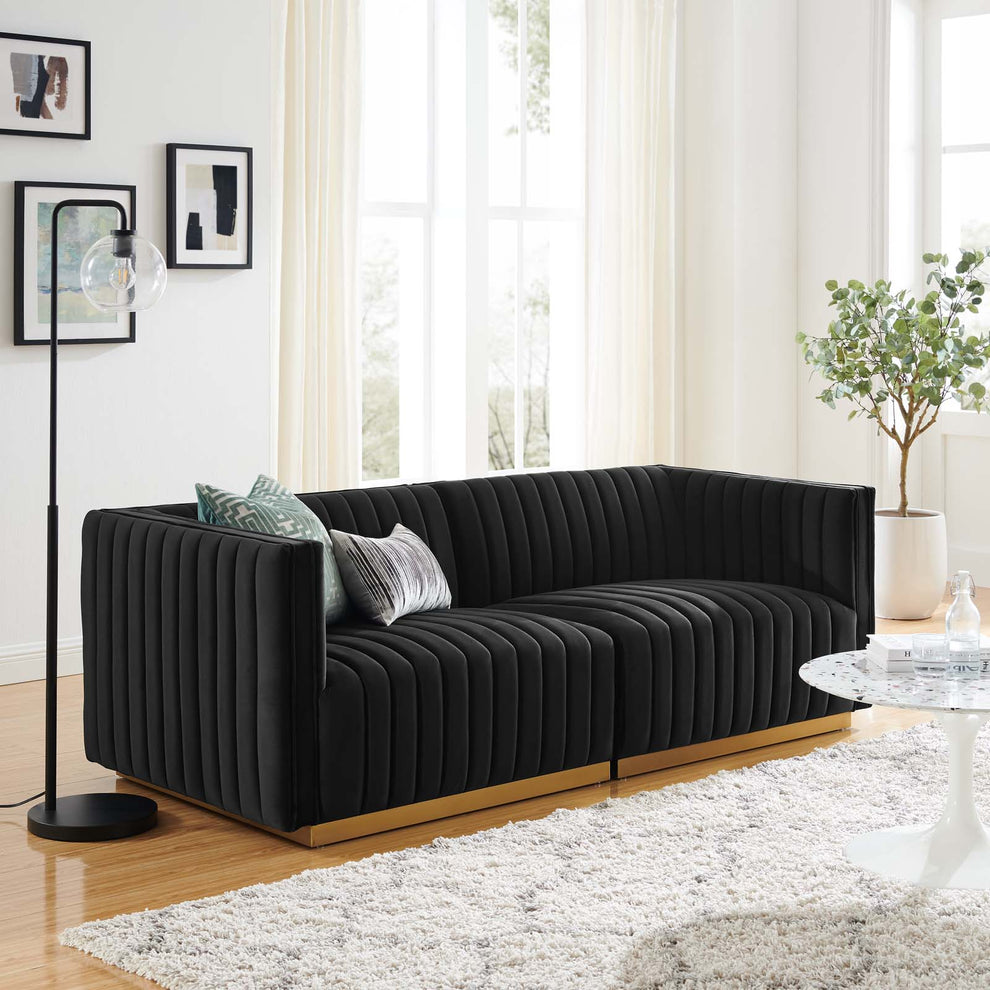 Conjure Channel Tufted Performance Velvet Loveseat By Modway - EEI-5842 | Loveseats | Modishstore - 1