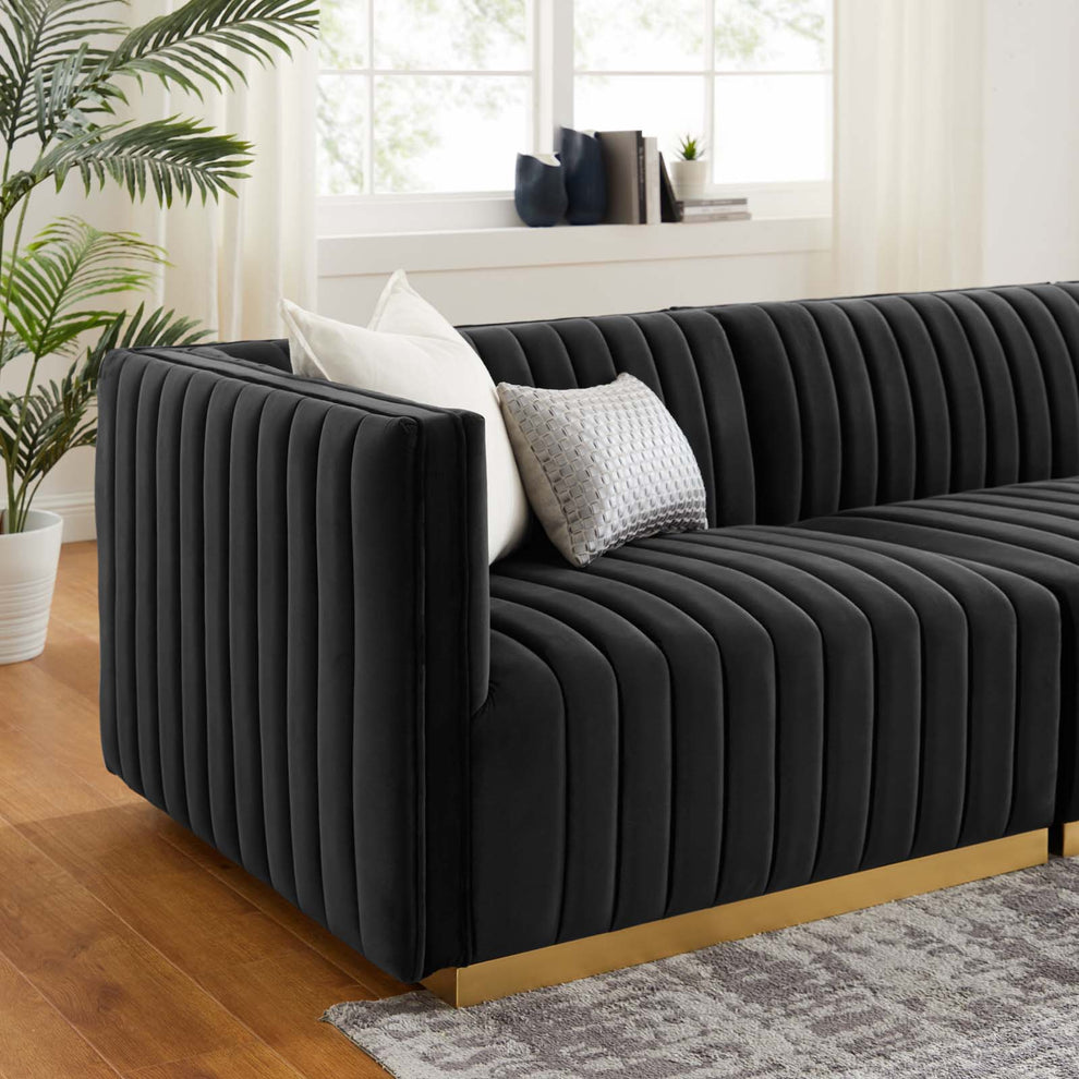 Conjure Channel Tufted Performance Velvet Sofa By Modway - EEI-5843 | Sofas | Modishstore - 6