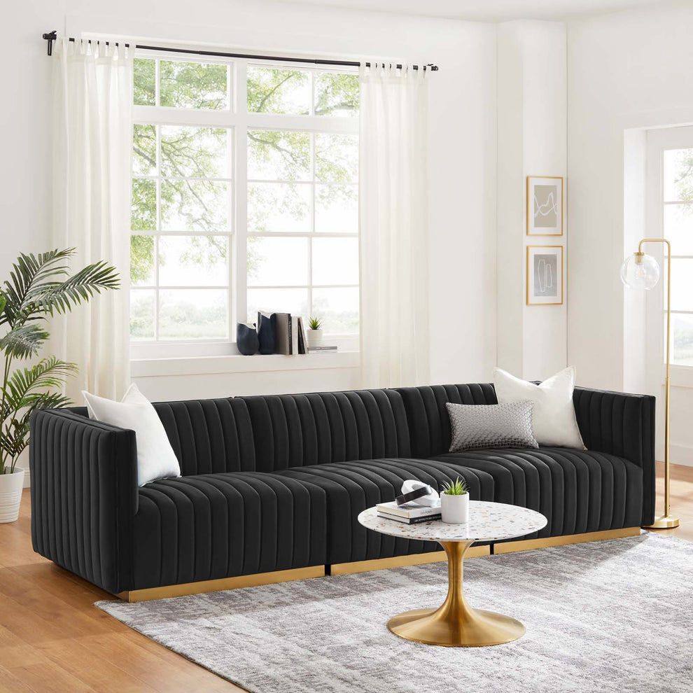 Conjure Channel Tufted Performance Velvet Sofa By Modway - EEI-5843 | Sofas | Modishstore - 1