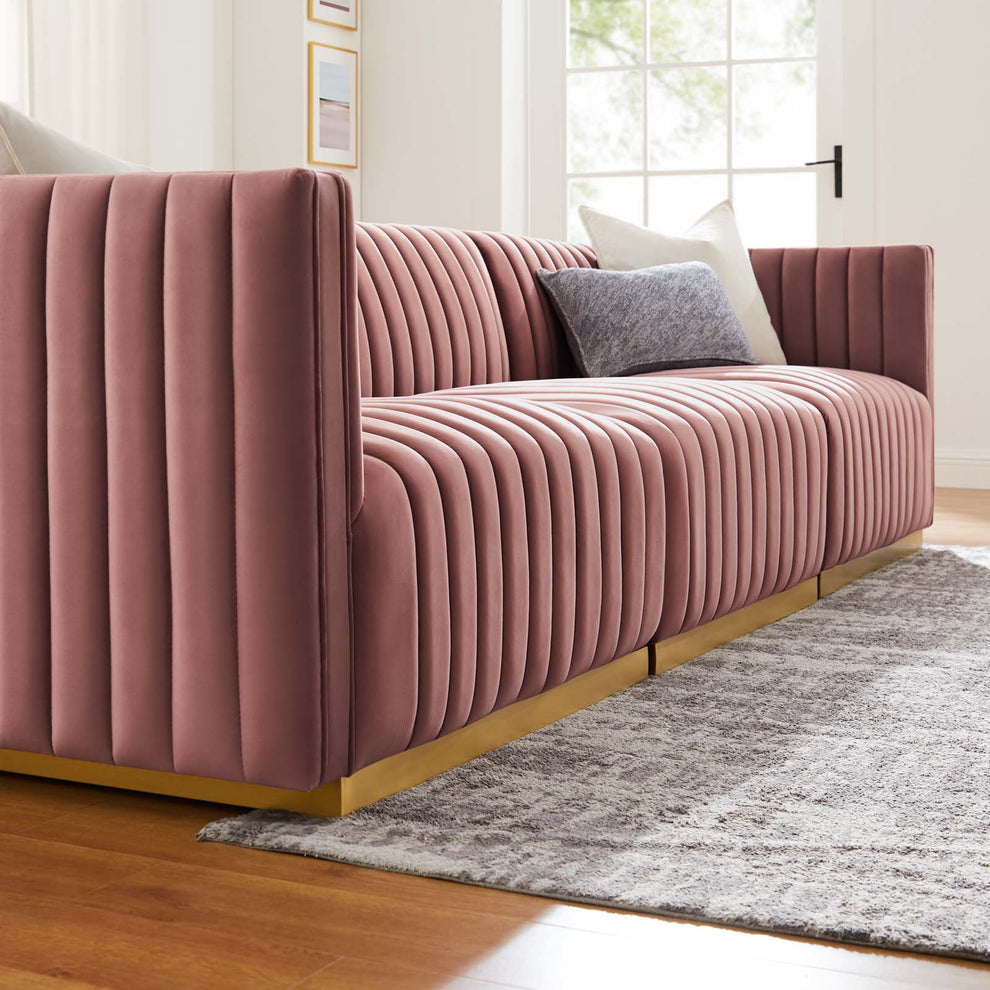 Conjure Channel Tufted Performance Velvet Sofa By Modway - EEI-5843 | Sofas | Modishstore - 18