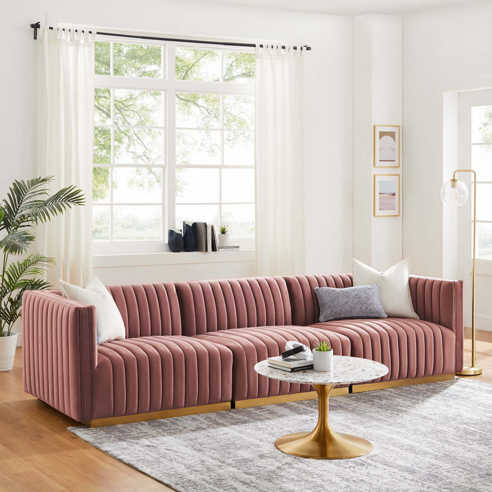 Conjure Channel Tufted Performance Velvet Sofa By Modway - EEI-5843 | Sofas | Modishstore - 19