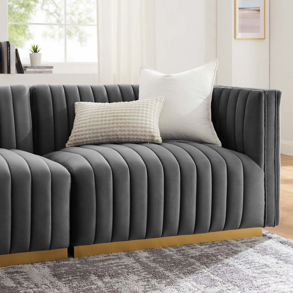 Conjure Channel Tufted Performance Velvet Sofa By Modway - EEI-5843 | Sofas | Modishstore - 31