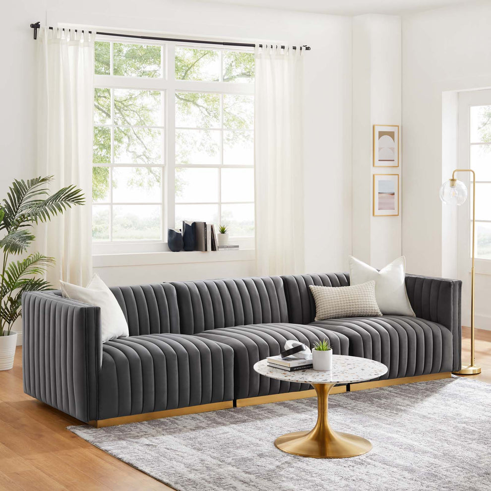 Conjure Channel Tufted Performance Velvet Sofa By Modway - EEI-5843 | Sofas | Modishstore - 32