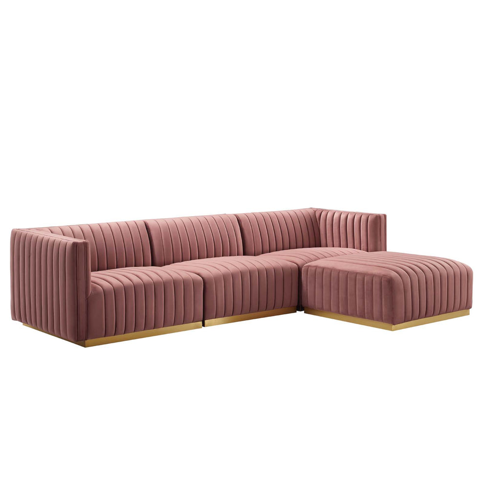 Conjure Channel Tufted Performance Velvet 4-Piece Sectional By Modway - EEI-5844 | Sectional | Modishstore - 17