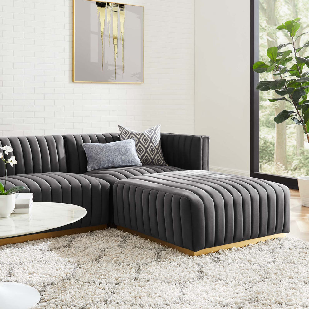Conjure Channel Tufted Performance Velvet 4-Piece Sectional By Modway - EEI-5844 | Sectional | Modishstore - 40