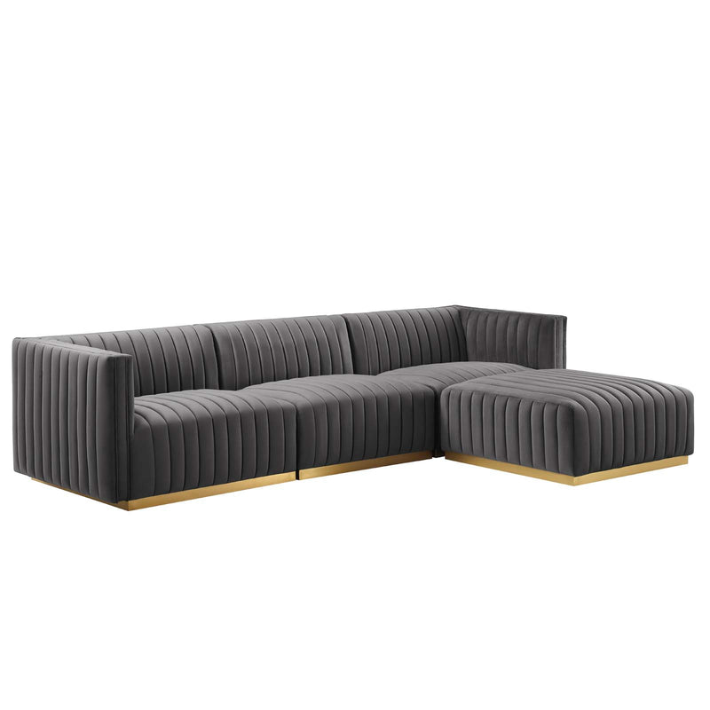 Conjure Channel Tufted Performance Velvet 4-Piece Sectional By Modway - EEI-5844 | Sectional | Modishstore - 33