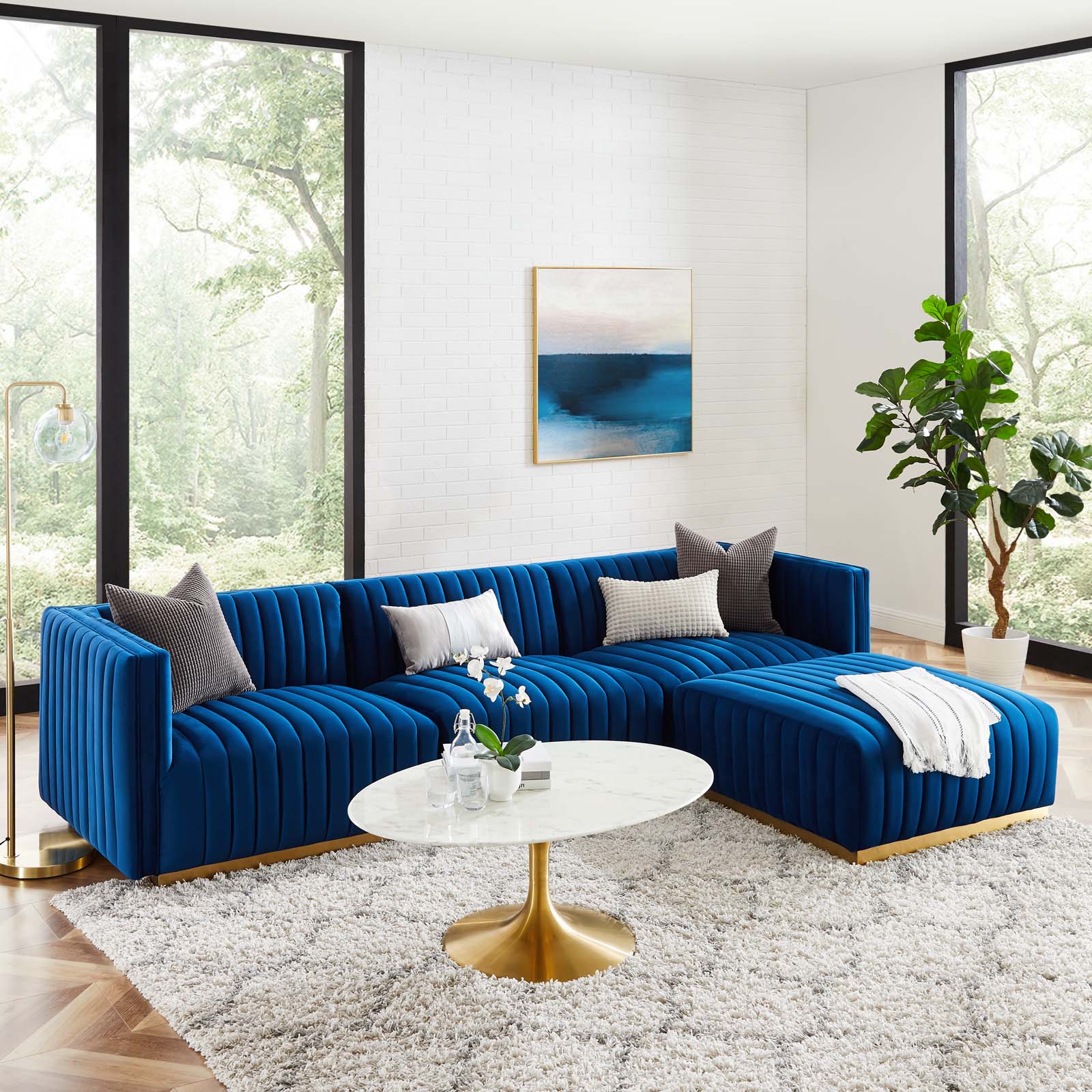 Conjure Channel Tufted Performance Velvet 4-Piece Sectional By Modway - EEI-5844 | Sectional | Modishstore - 57