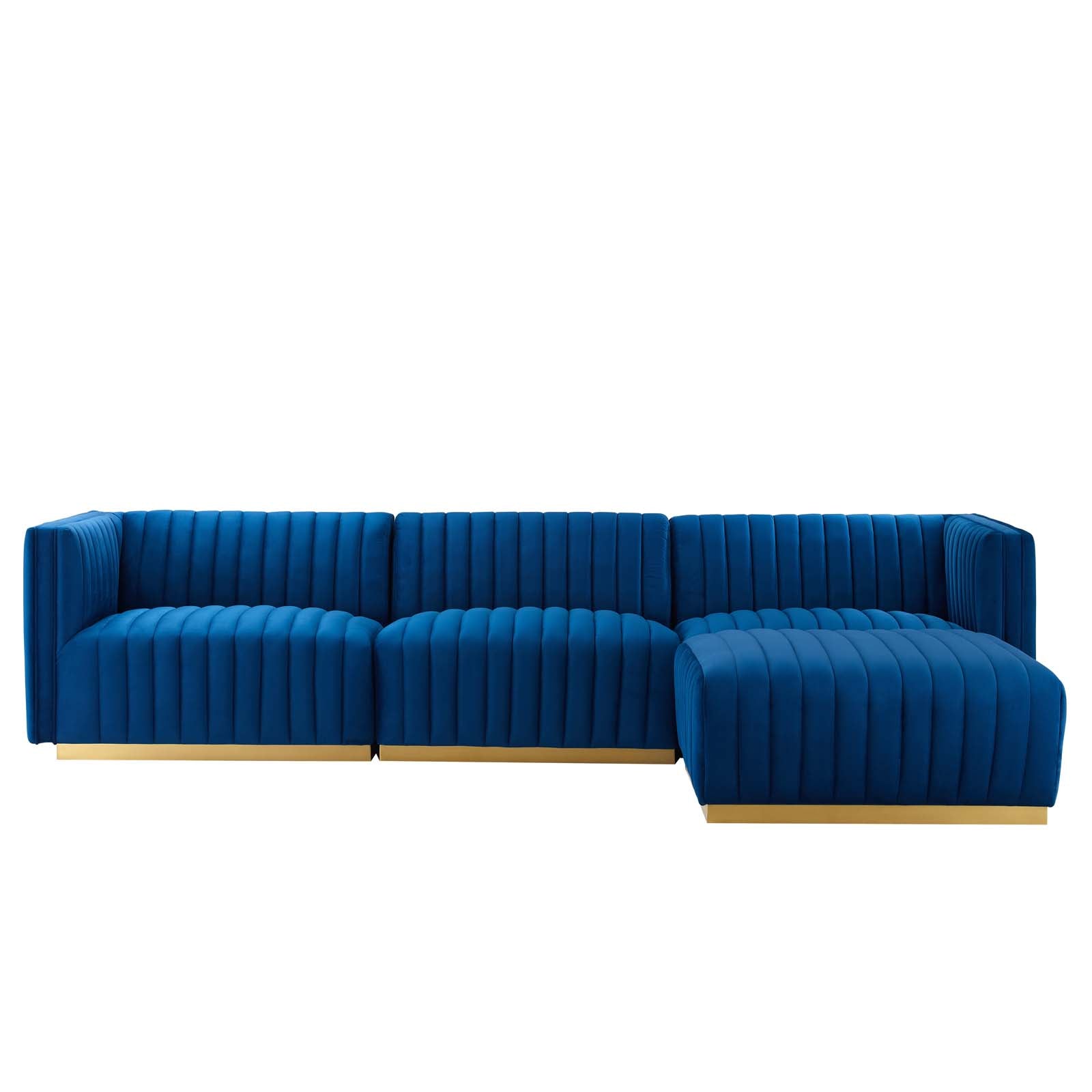 Conjure Channel Tufted Performance Velvet 4-Piece Sectional By Modway - EEI-5844 | Sectional | Modishstore - 58