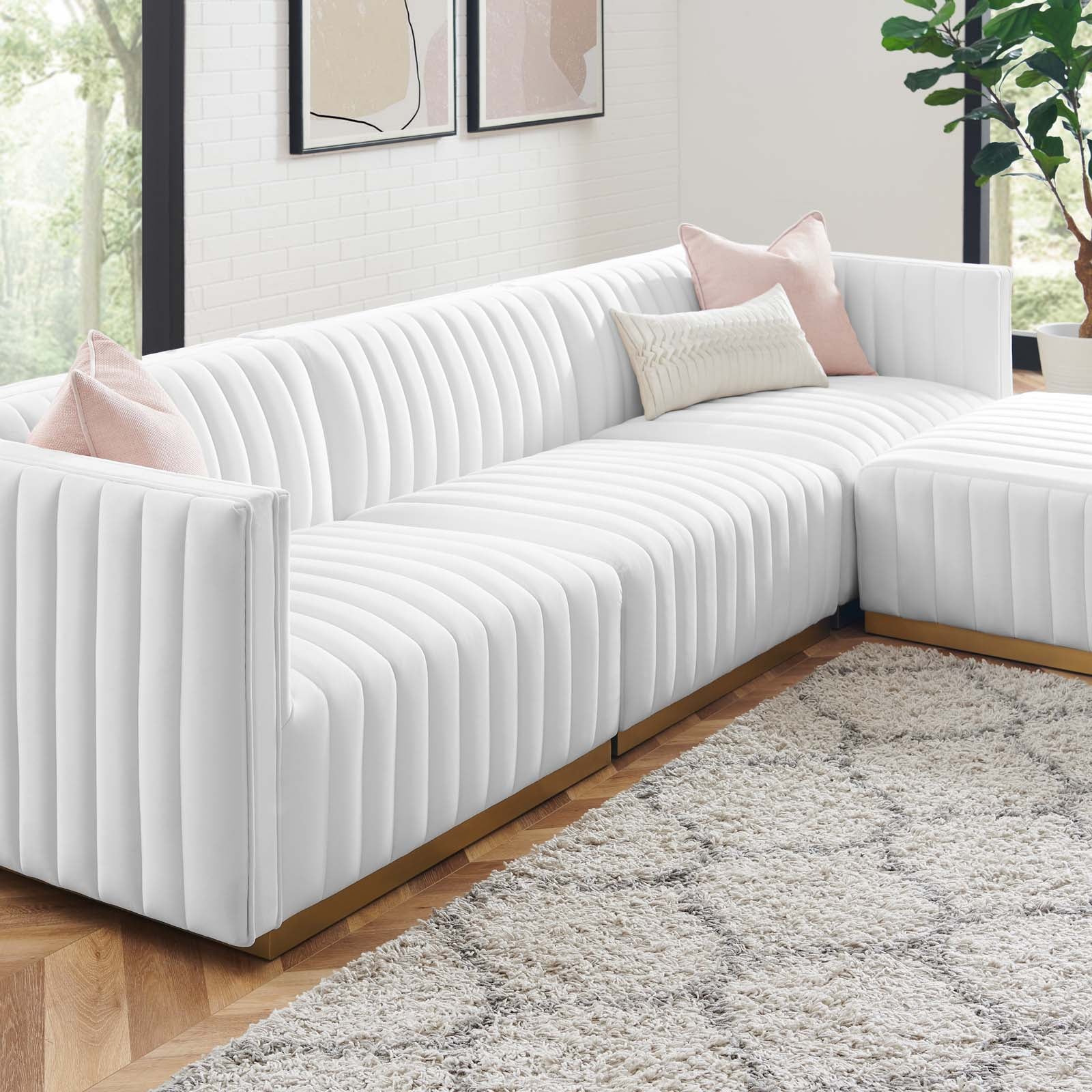 Conjure Channel Tufted Performance Velvet 4-Piece Sectional By Modway - EEI-5844 | Sectional | Modishstore - 72