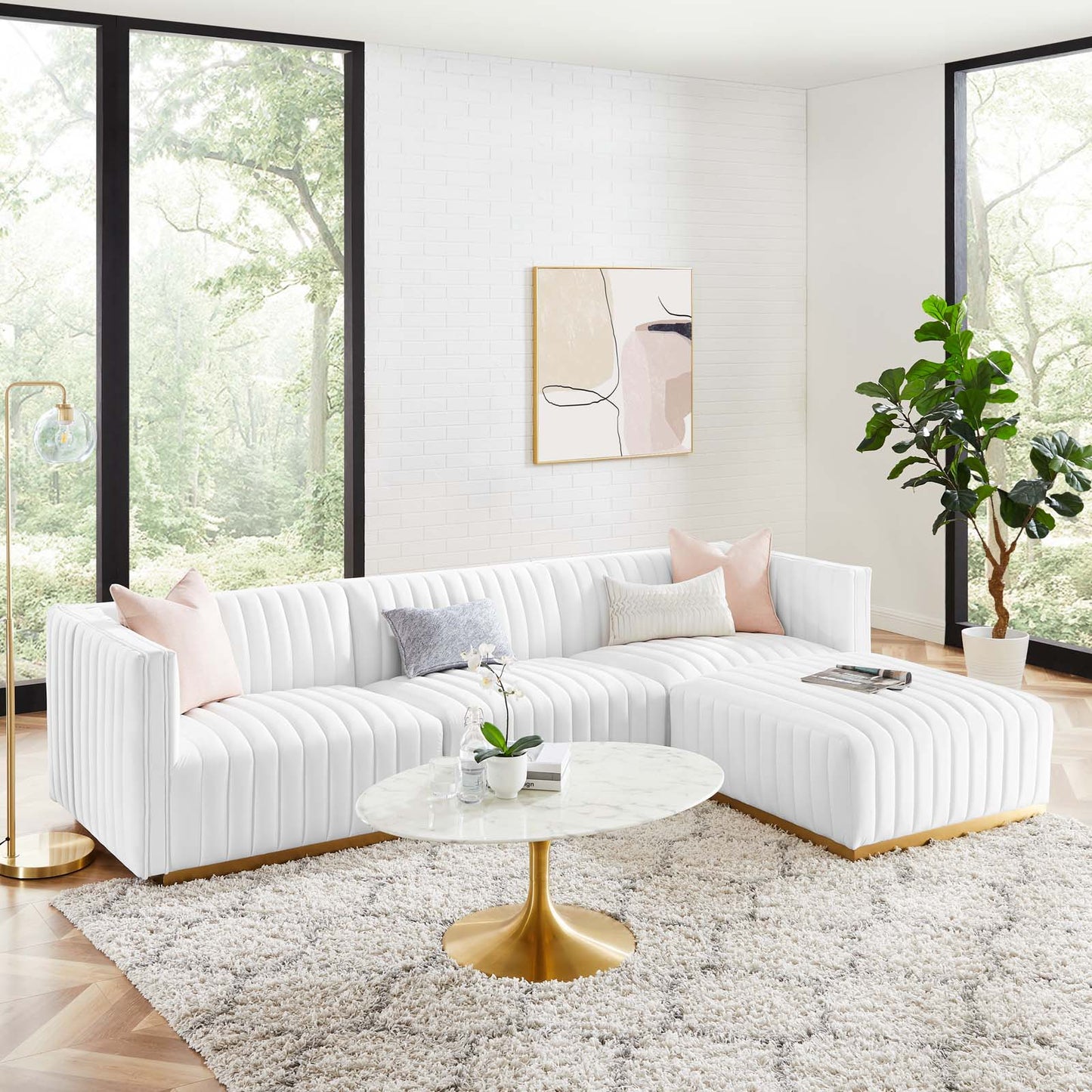 Conjure Channel Tufted Performance Velvet 4-Piece Sectional By Modway - EEI-5844 | Sectional | Modishstore - 73