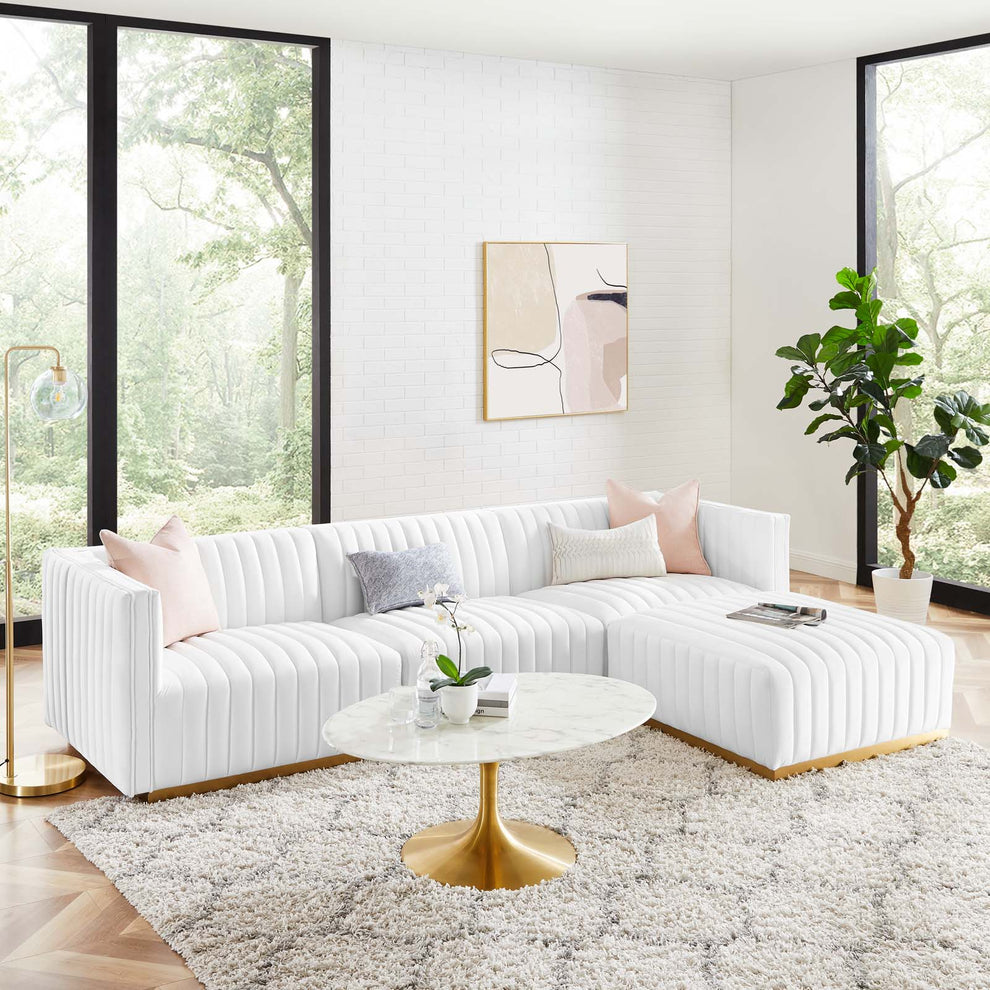 Conjure Channel Tufted Performance Velvet 4-Piece Sectional By Modway - EEI-5844 | Sectional | Modishstore - 73