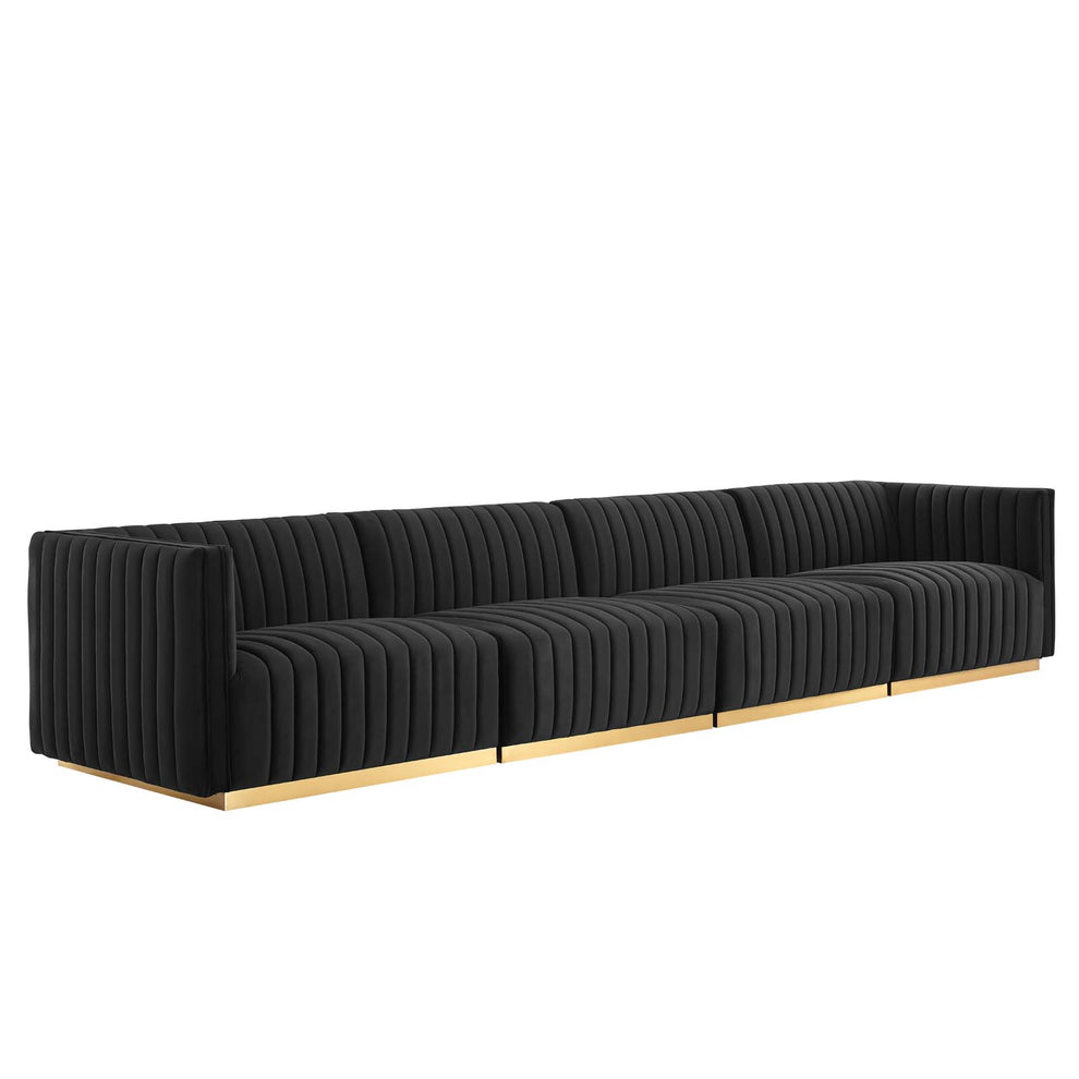 Conjure Channel Tufted Performance Velvet 4-Piece Sofa By Modway - EEI-5845 | Sofas | Modishstore - 2