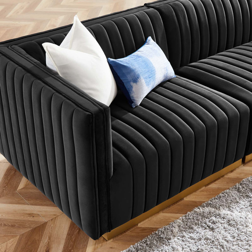 Conjure Channel Tufted Performance Velvet 4-Piece Sofa By Modway - EEI-5845 | Sofas | Modishstore - 6