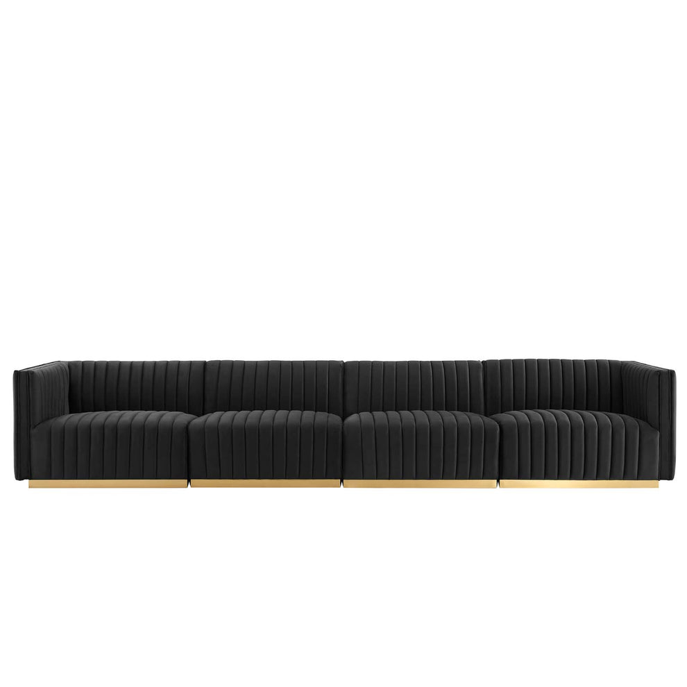 Conjure Channel Tufted Performance Velvet 4-Piece Sofa By Modway - EEI-5845 | Sofas | Modishstore - 7