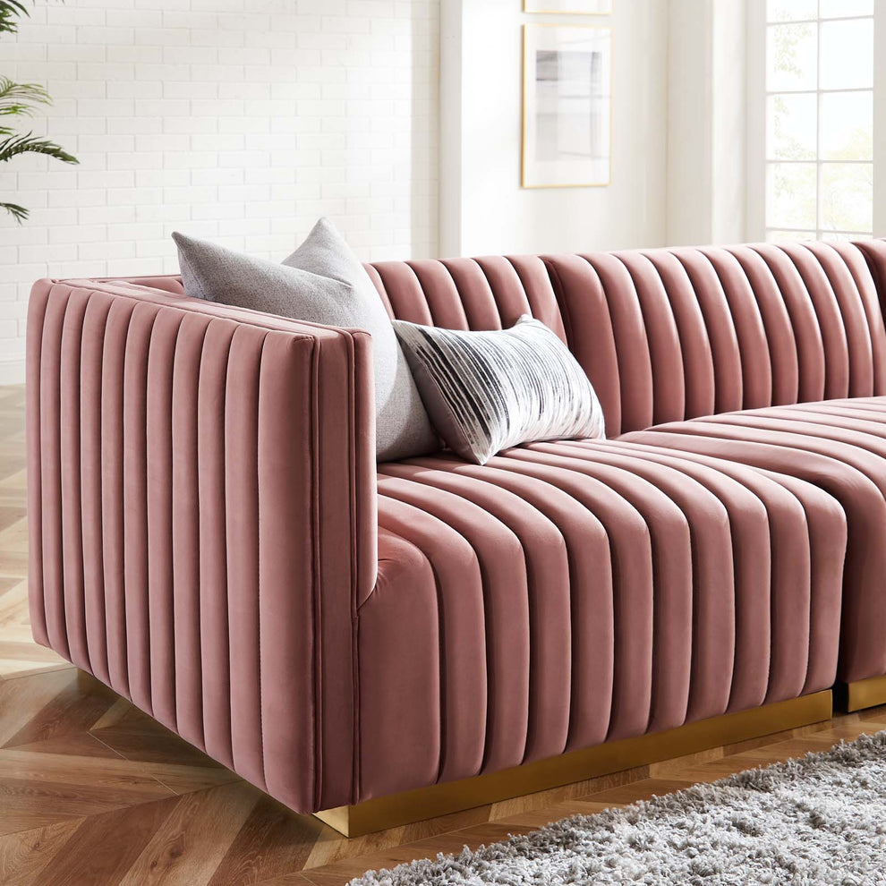 Conjure Channel Tufted Performance Velvet 4-Piece Sofa By Modway - EEI-5845 | Sofas | Modishstore - 18
