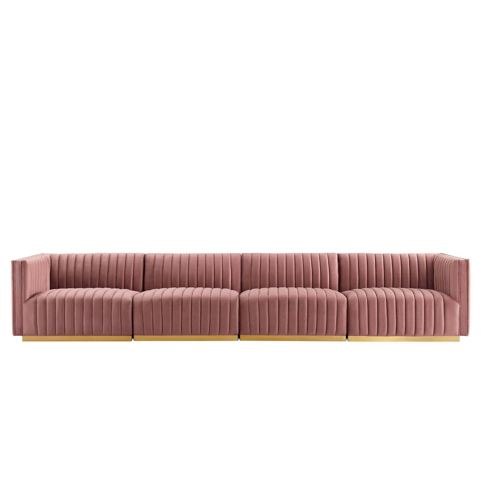 Conjure Channel Tufted Performance Velvet 4-Piece Sofa By Modway - EEI-5845 | Sofas | Modishstore - 20