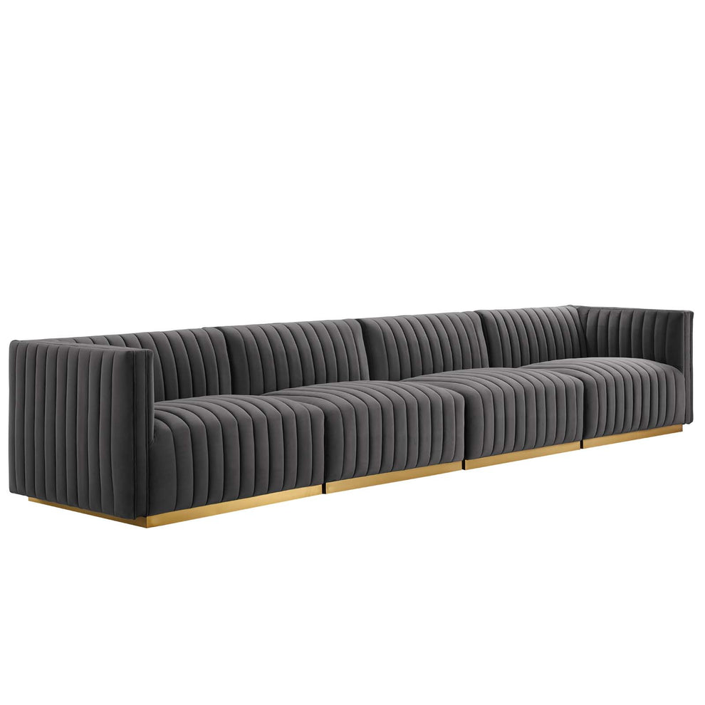 Conjure Channel Tufted Performance Velvet 4-Piece Sofa By Modway - EEI-5845 | Sofas | Modishstore - 27