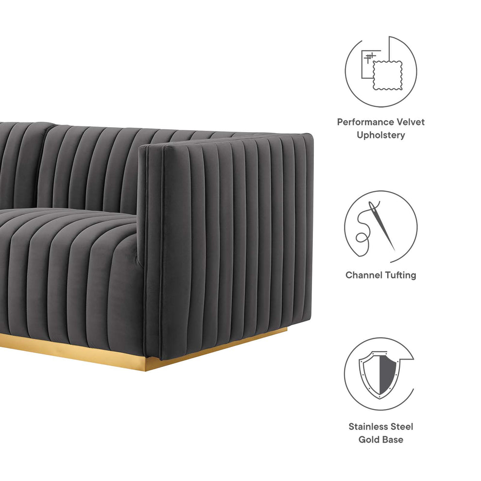 Conjure Channel Tufted Performance Velvet 4-Piece Sofa By Modway - EEI-5845 | Sofas | Modishstore - 30