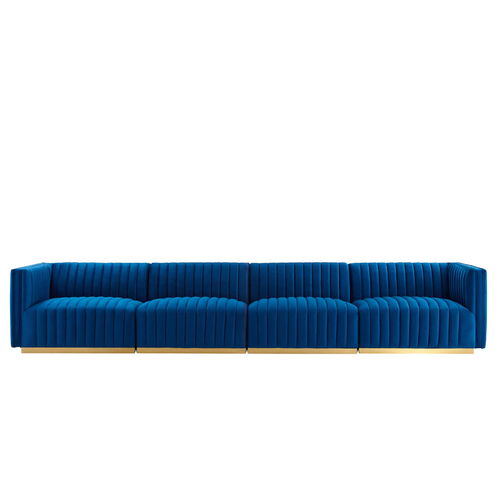 Conjure Channel Tufted Performance Velvet 4-Piece Sofa By Modway - EEI-5845 | Sofas | Modishstore - 46