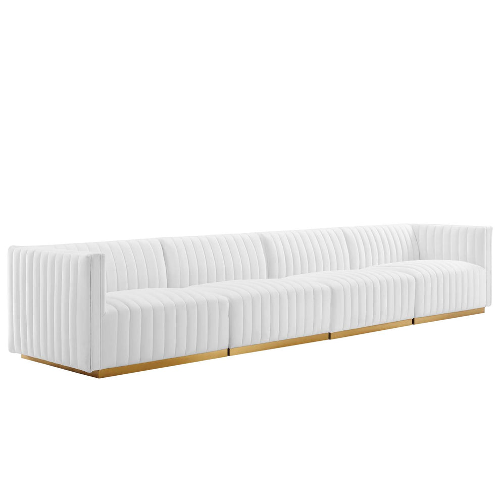 Conjure Channel Tufted Performance Velvet 4-Piece Sofa By Modway - EEI-5845 | Sofas | Modishstore - 53