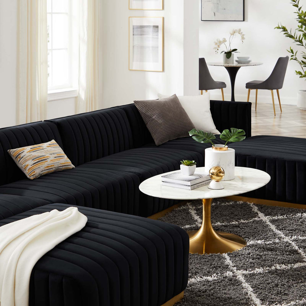 Conjure Channel Tufted Performance Velvet 6-Piece Sectional By Modway - EEI-5846 | Sectional | Modishstore - 9