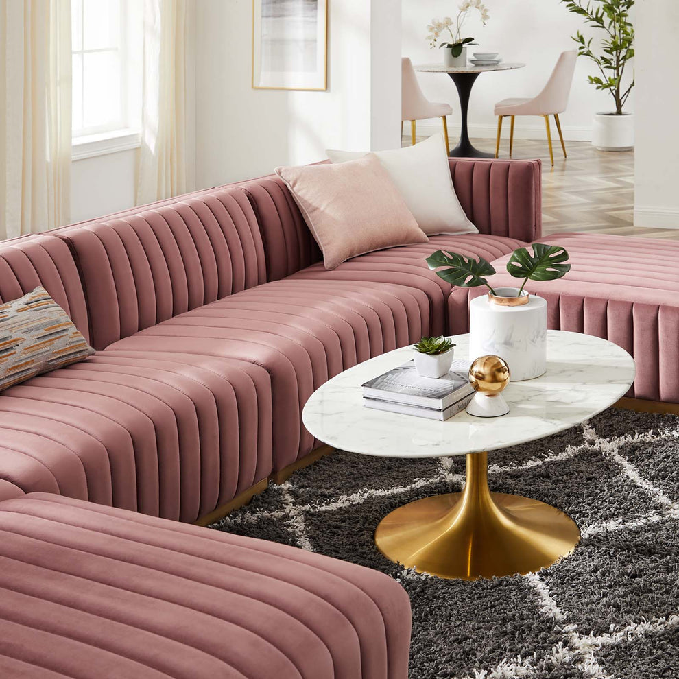 Conjure Channel Tufted Performance Velvet 6-Piece Sectional By Modway - EEI-5846 | Sectional | Modishstore - 24