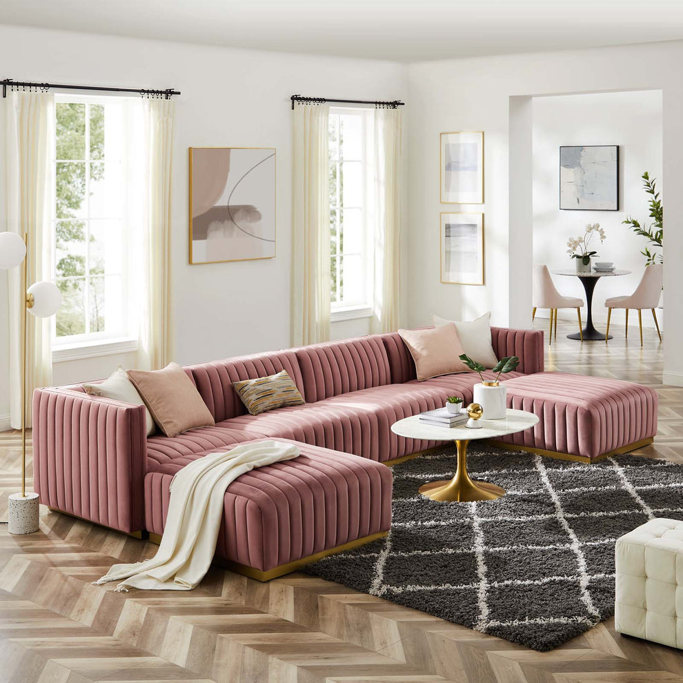 Conjure Channel Tufted Performance Velvet 6-Piece Sectional By Modway - EEI-5846 | Sectional | Modishstore - 25