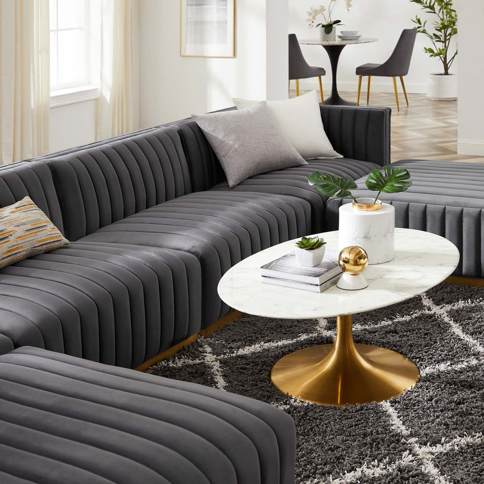 Conjure Channel Tufted Performance Velvet 6-Piece Sectional By Modway - EEI-5846 | Sectional | Modishstore - 40