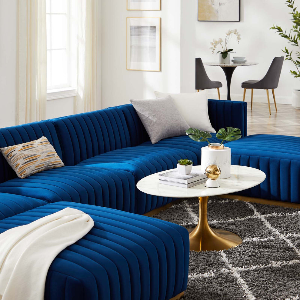 Conjure Channel Tufted Performance Velvet 6-Piece Sectional By Modway - EEI-5846 | Sectional | Modishstore - 56