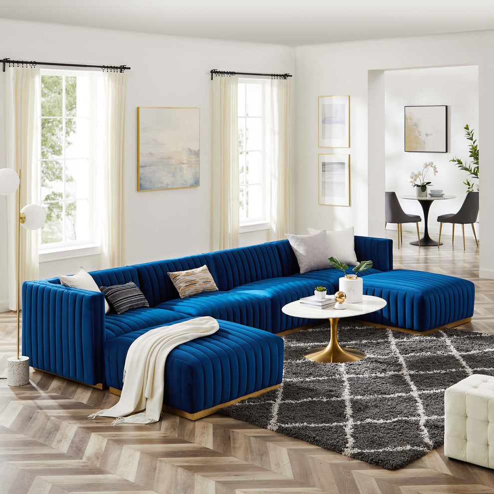 Conjure Channel Tufted Performance Velvet 6-Piece Sectional By Modway - EEI-5846 | Sectional | Modishstore - 57