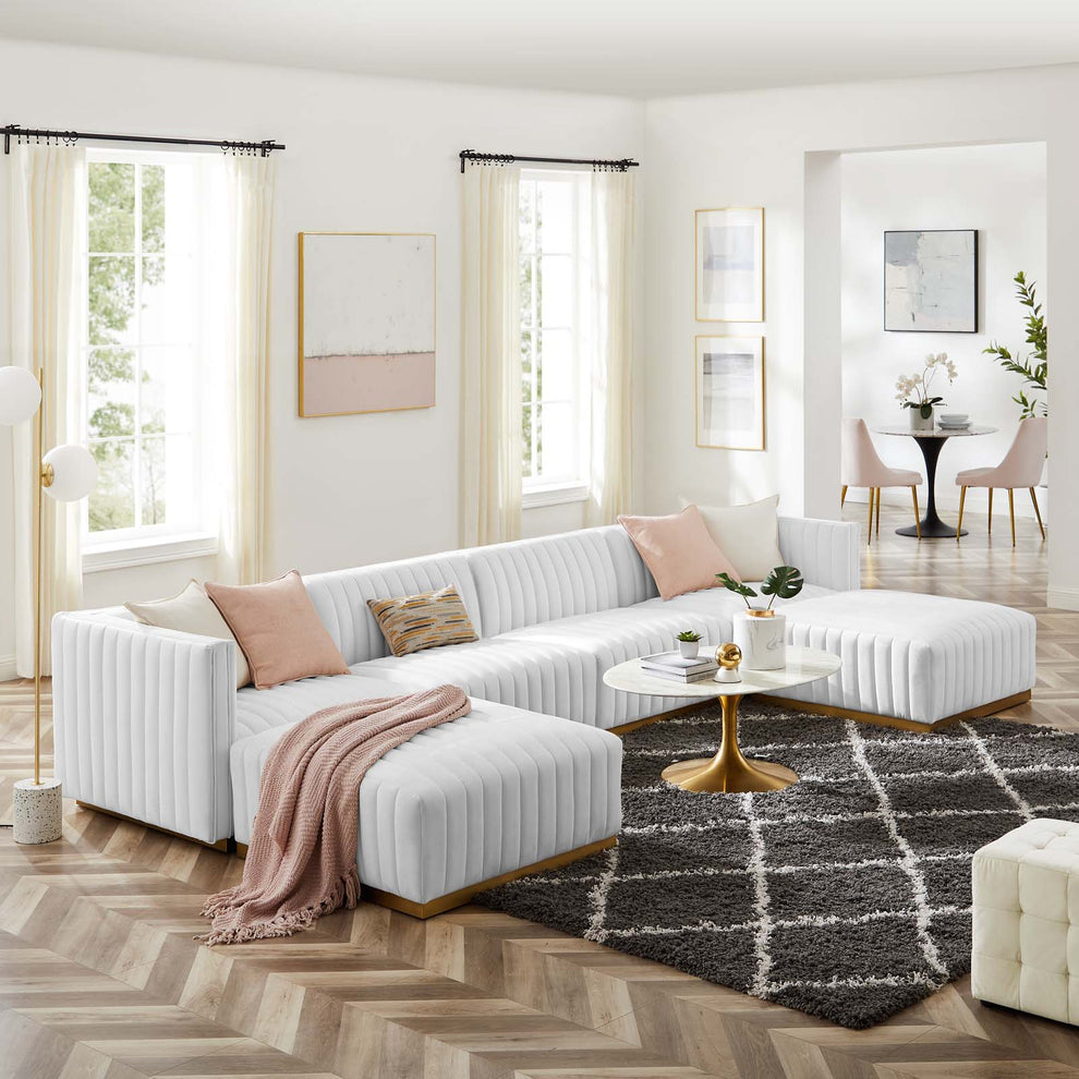 Conjure Channel Tufted Performance Velvet 6-Piece Sectional By Modway - EEI-5846 | Sectional | Modishstore - 73