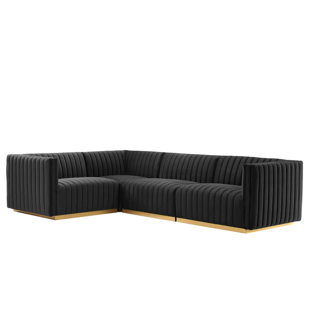 Conjure Channel Tufted Performance Velvet 4-Piece Sectional By Modway - EEI-5847 | Sectional | Modishstore - 2