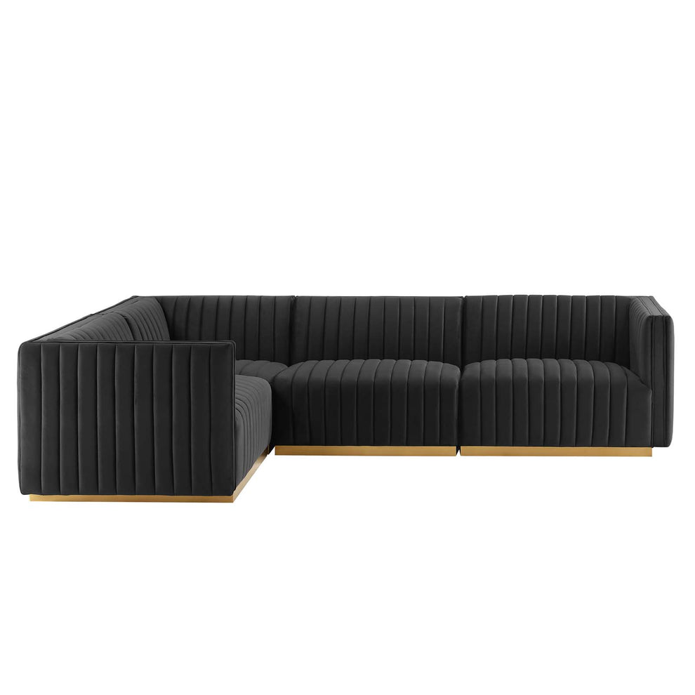Conjure Channel Tufted Performance Velvet 4-Piece Sectional By Modway - EEI-5847 | Sectional | Modishstore - 10