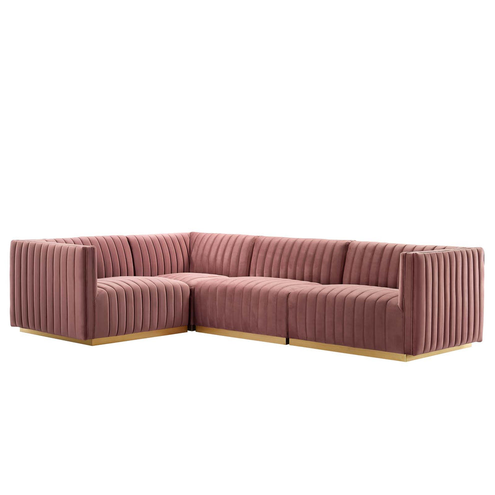 Conjure Channel Tufted Performance Velvet 4-Piece Sectional By Modway - EEI-5847 | Sectional | Modishstore - 17