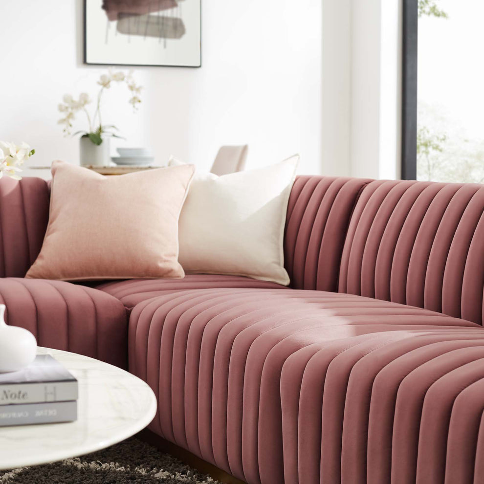 Conjure Channel Tufted Performance Velvet 4-Piece Sectional By Modway - EEI-5847 | Sectional | Modishstore - 24