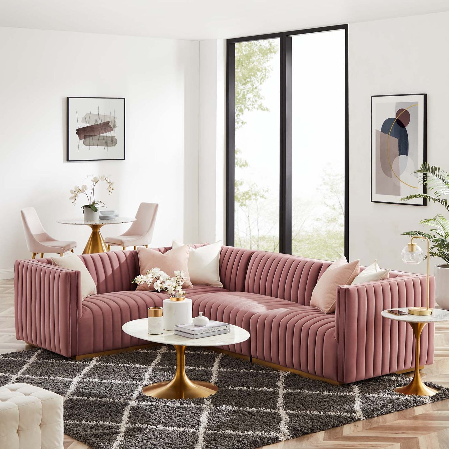 Conjure Channel Tufted Performance Velvet 4-Piece Sectional By Modway - EEI-5847 | Sectional | Modishstore - 25