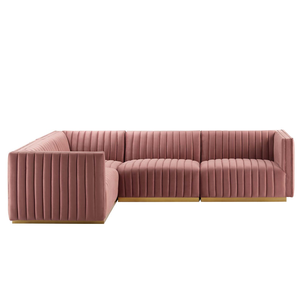 Conjure Channel Tufted Performance Velvet 4-Piece Sectional By Modway - EEI-5847 | Sectional | Modishstore - 26
